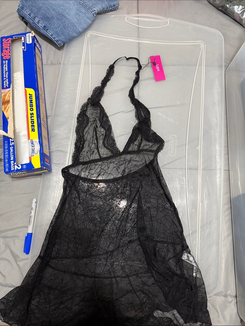 XOXO Black Lace Halter Chemise